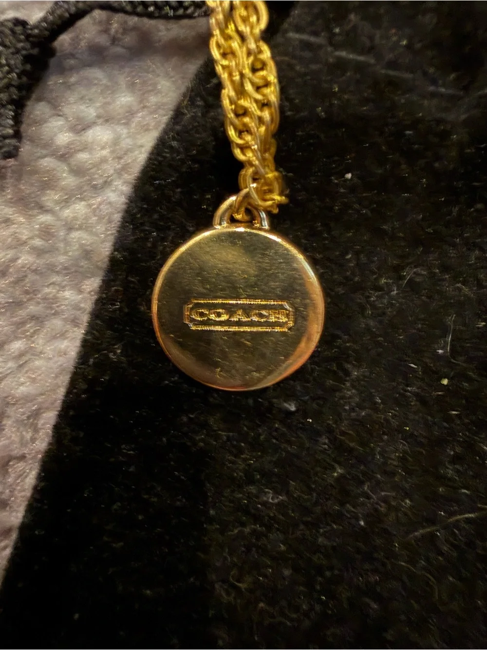 Coach Pendant Charm Yellow Gold Chain Necklace